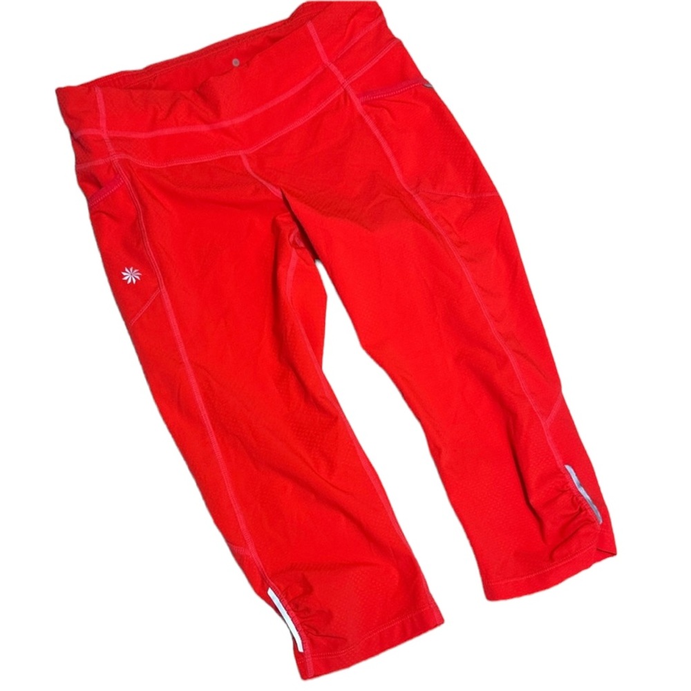 Bright Pink ATHLETA Sonar Capri Yoga Pants with Pockets Small S 4 6 Reflective